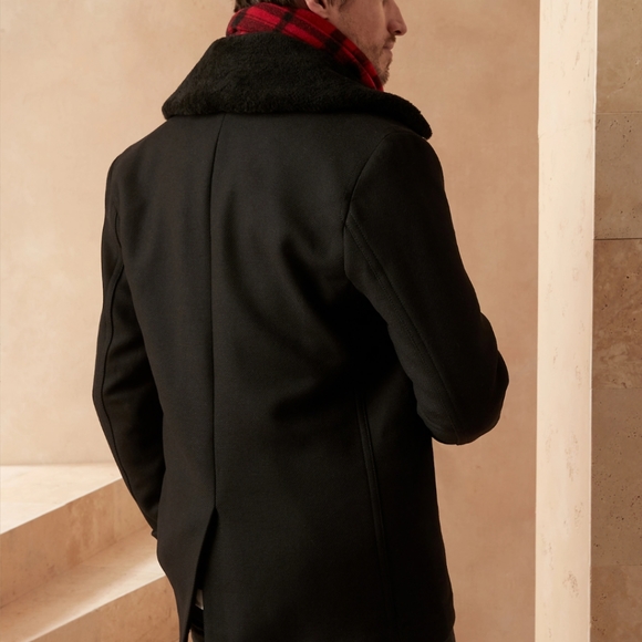 COPY - Gorgeous Italian Melton Peacoat with Sherling Collar - Picture 2 of 10
